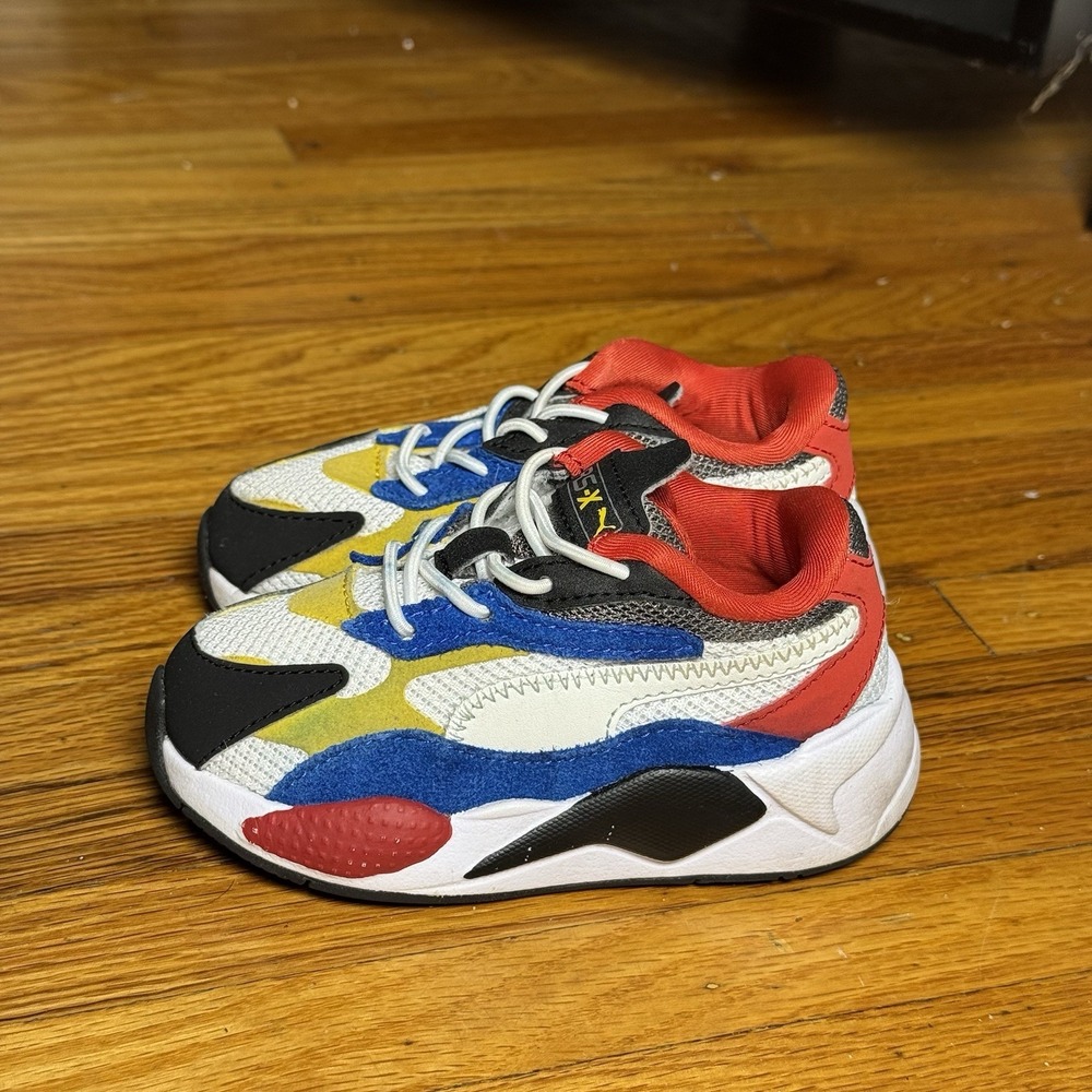 Puma RS-X3 Puzzle White Multicolor Toddler Sneakers 372359-04 Size 6C